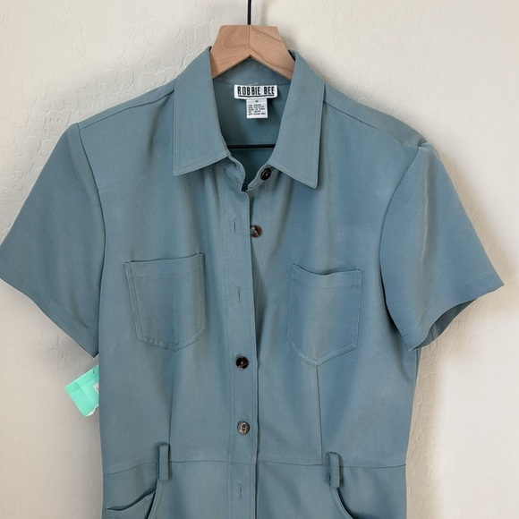 NWT Vintage Robbie Bee Button Up Short Sleeve Shirt Dress Size 10 - Picture 2 of 7